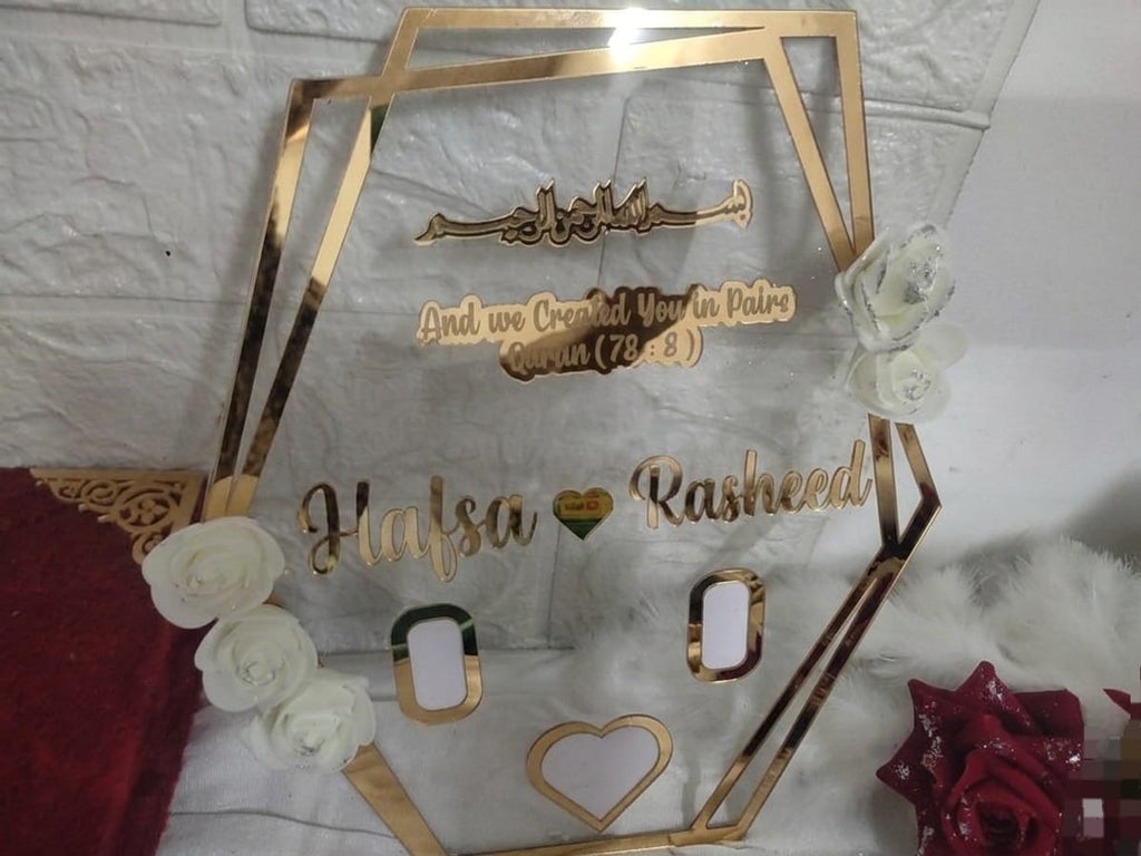Personalized Nikah Thumb Board 🖐️ | Islamic Wedding Guest Signature Board | Couple Memory Keepsake Frame ✨