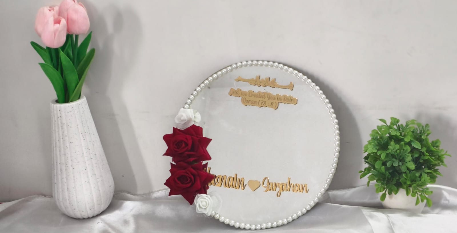 Personalized Bride & Groom Name Mirror 🪞 | Custom Wedding Couple Name Mirror Decor | Nikah & Wedding Stage Decoration ✨