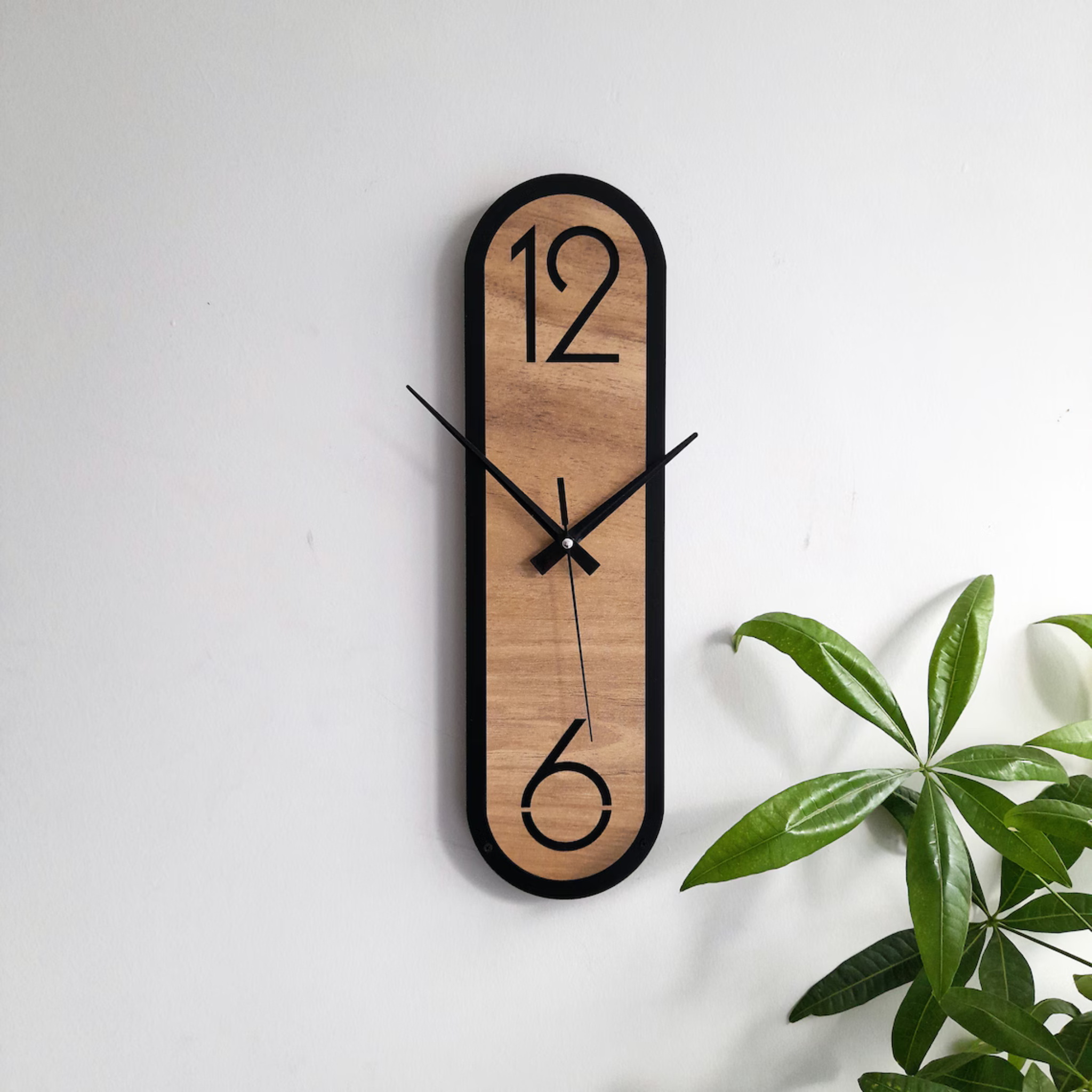 Minimalist Wall Clock - Long Oval Design For Home & Office Decor