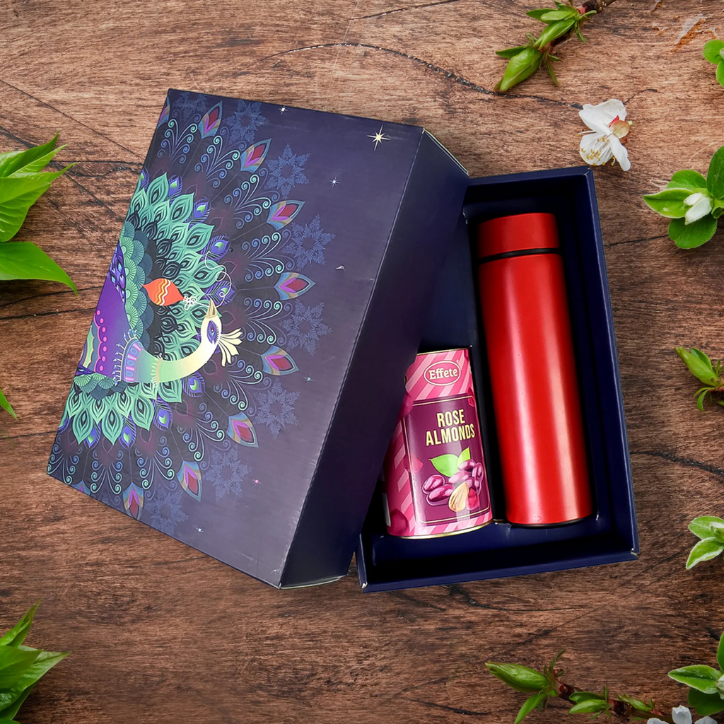 Personalized Temperature Water Bottle & Rose Almond Chocolate